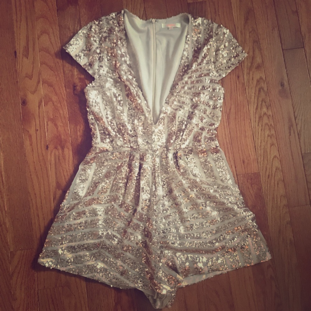 Rose gold sequin romper